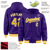 Custom Purple Gold-White Bomber Full-Snap Varsity Letterman Hoodie Jacket