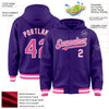 Custom Purple Pink-White Bomber Full-Snap Varsity Letterman Hoodie Jacket