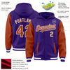 Custom Purple Texas Orange-White Bomber Full-Snap Varsity Letterman Two Tone Hoodie Jacket