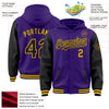 Custom Purple Black-Gold Bomber Full-Snap Varsity Letterman Two Tone Hoodie Jacket