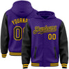 Custom Purple Black-Gold Bomber Full-Snap Varsity Letterman Two Tone Hoodie Jacket