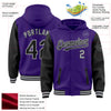 Custom Purple Black-Gray Bomber Full-Snap Varsity Letterman Two Tone Hoodie Jacket