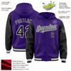 Custom Purple Black-Gray Bomber Full-Snap Varsity Letterman Two Tone Hoodie Jacket