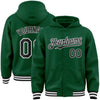 Custom Kelly Green Black-White Bomber Full-Snap Varsity Letterman Hoodie Jacket