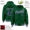 Custom Kelly Green Navy-White Bomber Full-Snap Varsity Letterman Hoodie Jacket