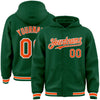 Custom Kelly Green Orange-White Bomber Full-Snap Varsity Letterman Hoodie Jacket