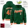 Custom Kelly Green Orange-White Bomber Full-Snap Varsity Letterman Hoodie Jacket