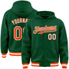 Custom Kelly Green Orange-White Bomber Full-Snap Varsity Letterman Hoodie Jacket