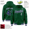 Custom Kelly Green Navy-White Bomber Full-Snap Varsity Letterman Hoodie Jacket