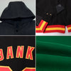 Custom Kelly Green Black-White Bomber Full-Snap Varsity Letterman Two Tone Hoodie Jacket