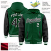 Custom Kelly Green Black-White Bomber Full-Snap Varsity Letterman Two Tone Hoodie Jacket