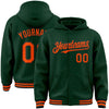 Custom Green Orange-Black Bomber Full-Snap Varsity Letterman Hoodie Jacket