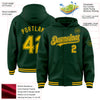 Custom Green Gold Bomber Full-Snap Varsity Letterman Hoodie Jacket