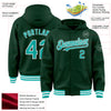 Custom Green Aqua-White Bomber Full-Snap Varsity Letterman Hoodie Jacket