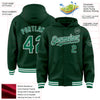 Custom Green Kelly Green-White Bomber Full-Snap Varsity Letterman Hoodie Jacket