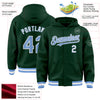 Custom Green Light Blue-White Bomber Full-Snap Varsity Letterman Hoodie Jacket