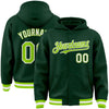 Custom Green Neon Green-White Bomber Full-Snap Varsity Letterman Hoodie Jacket