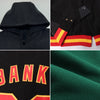 Custom Green Black-Cream Bomber Full-Snap Varsity Letterman Two Tone Hoodie Jacket