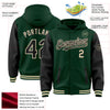 Custom Green Black-Cream Bomber Full-Snap Varsity Letterman Two Tone Hoodie Jacket