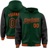 Custom Green Black-Orange Bomber Full-Snap Varsity Letterman Two Tone Hoodie Jacket