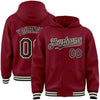 Custom Crimson Black-Cream Bomber Full-Snap Varsity Letterman Hoodie Jacket