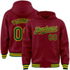 Custom Crimson Green-Gold Bomber Full-Snap Varsity Letterman Hoodie Jacket