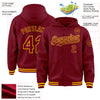 Custom Crimson Gold Bomber Full-Snap Varsity Letterman Hoodie Jacket