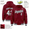 Custom Crimson Black-Gray Bomber Full-Snap Varsity Letterman Hoodie Jacket