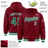 Custom Crimson Kelly Green-White Bomber Full-Snap Varsity Letterman Hoodie Jacket