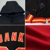 Custom Crimson Black-White Bomber Full-Snap Varsity Letterman Hoodie Jacket