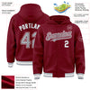 Custom Crimson Gray-White Bomber Full-Snap Varsity Letterman Hoodie Jacket