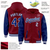 Custom Crimson Royal-White Bomber Full-Snap Varsity Letterman Two Tone Hoodie Jacket