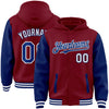 Custom Crimson Royal-White Bomber Full-Snap Varsity Letterman Two Tone Hoodie Jacket