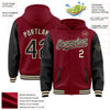 Custom Crimson Black-Cream Bomber Full-Snap Varsity Letterman Two Tone Hoodie Jacket