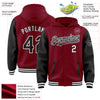 Custom Crimson Black-White Bomber Full-Snap Varsity Letterman Two Tone Hoodie Jacket