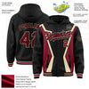 Custom Black Crimson-City Cream Arrow 3D Pattern Design Bomber Full-Snap Varsity Letterman Hoodie Jacket