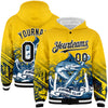 Custom Gold Black-White Marlin Fish Fishing 3D Bomber Full-Snap Varsity Letterman Hoodie Jacket