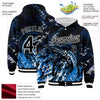 Custom Navy Black-White Marlin Fish Fishing 3D Bomber Full-Snap Varsity Letterman Hoodie Jacket