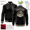 Custom Black Cream Bomber Varsity Letterman Zipper Jacket