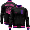 Custom Black Purple-Pink Bomber Varsity Letterman Zipper Jacket