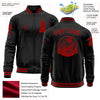 Custom Black Red Bomber Varsity Letterman Zipper Jacket