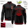 Custom Black Camo-Red Bomber Varsity Letterman Zipper Jacket