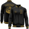 Custom Black Old Gold Bomber Varsity Letterman Zipper Jacket