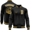 Custom Black Old Gold-White Bomber Varsity Letterman Zipper Jacket