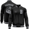 Custom Black Gray Bomber Varsity Letterman Zipper Jacket