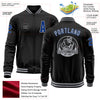 Custom Black Royal-Gray Bomber Varsity Letterman Zipper Jacket