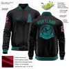 Custom Black Teal-Pink Bomber Varsity Letterman Zipper Jacket