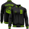 Custom Black Neon Green Bomber Varsity Letterman Zipper Jacket