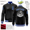 Custom Black Royal-White Bomber Varsity Letterman Zipper Jacket