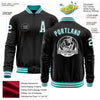 Custom Black White-Teal Bomber Varsity Letterman Zipper Jacket